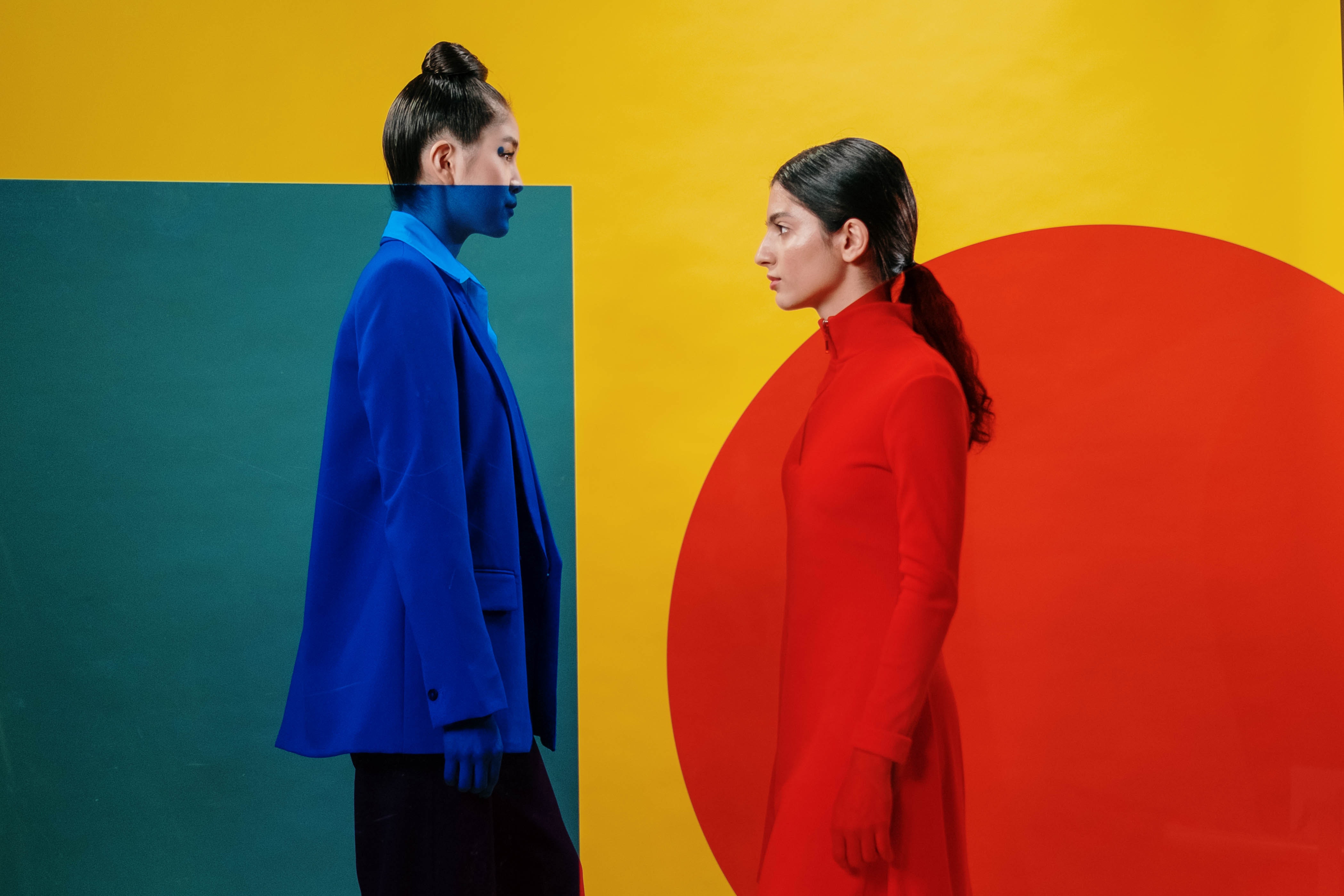 brightly dressed models
