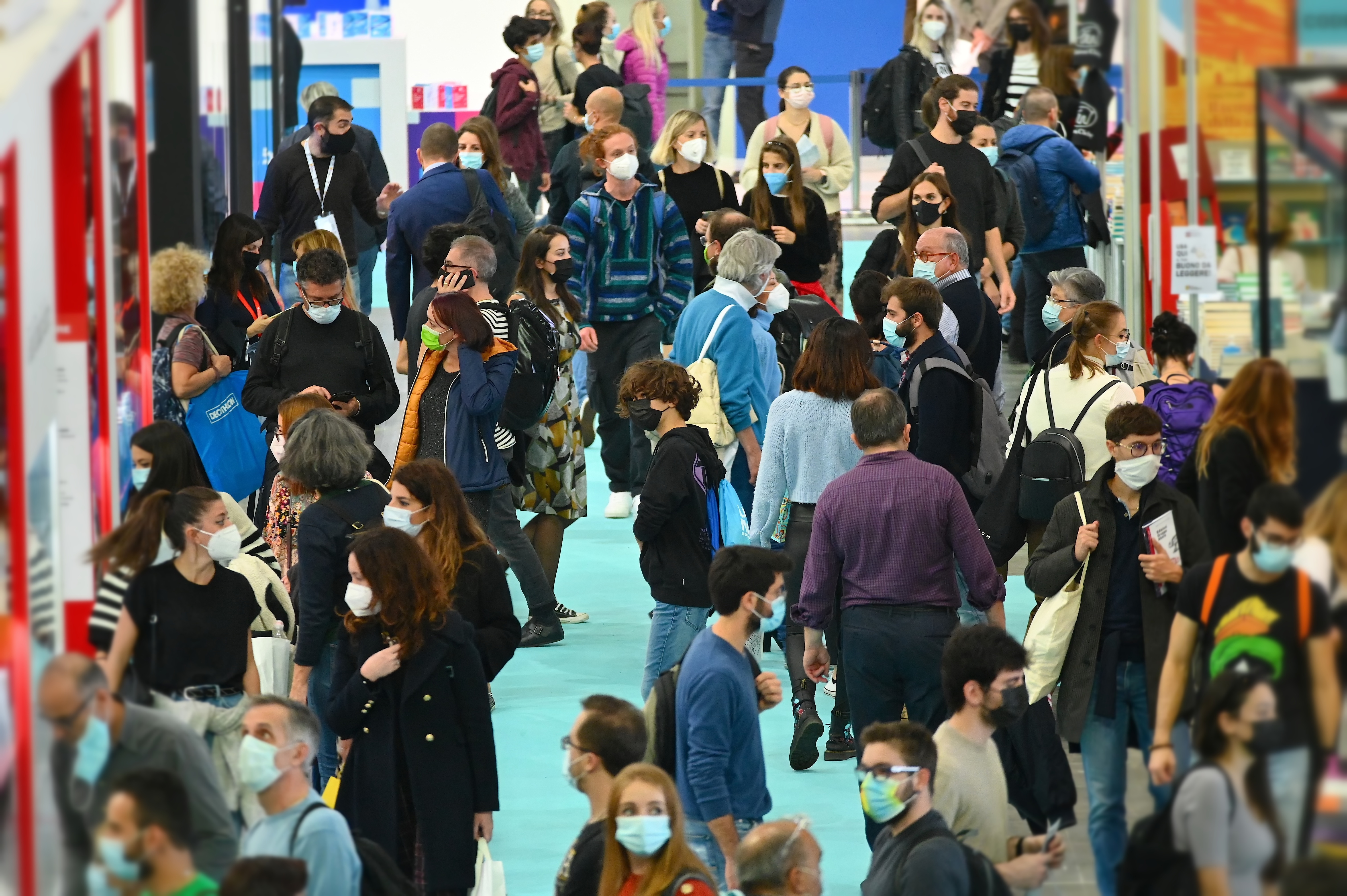 crowded trade show floor