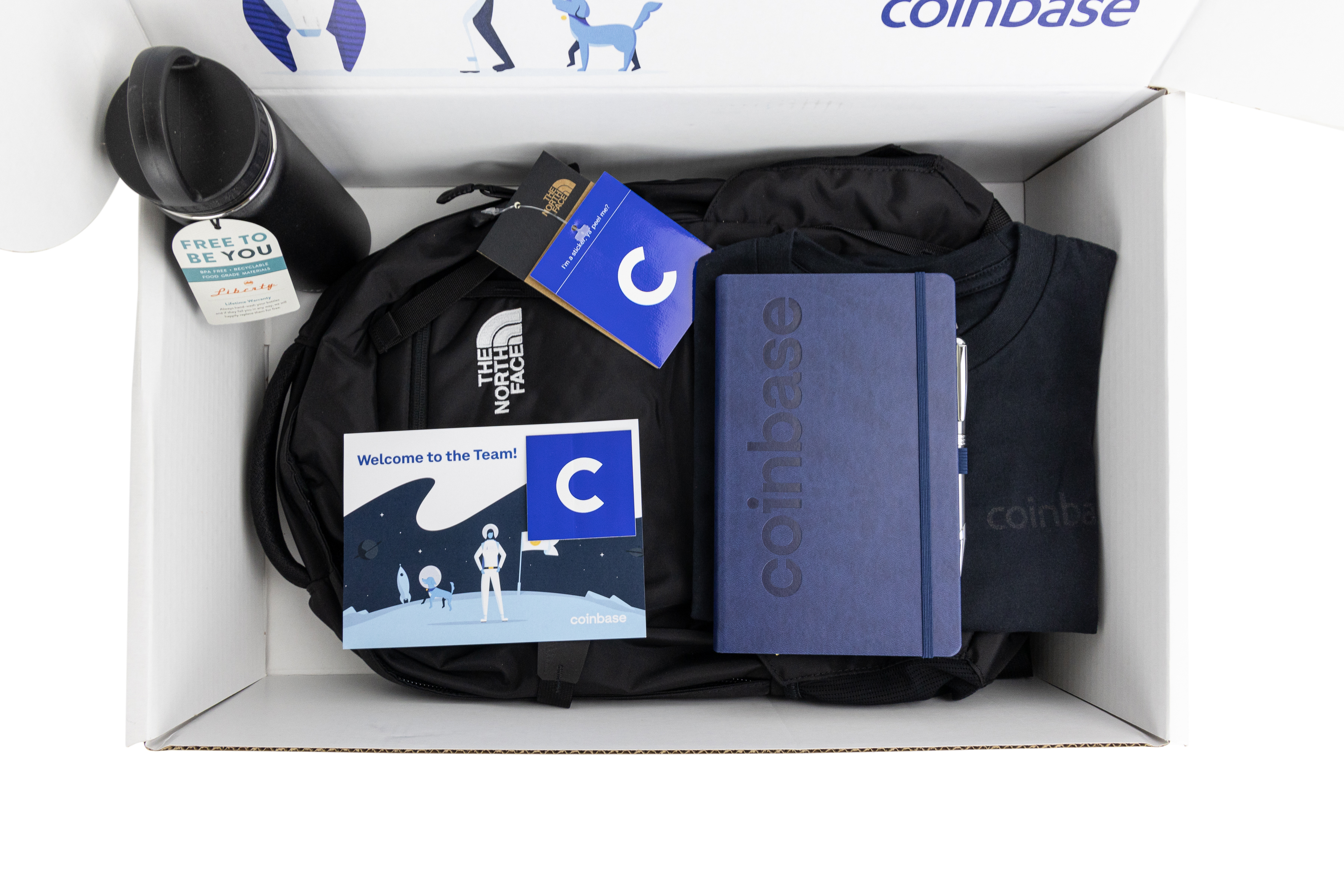 Coinbase welcome employee new hire box